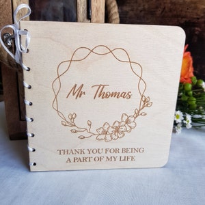 Cartão de agradecimento personalizado, presente de madeira personalizado, lembrança de formatura, formandos da escola, fim de período, assistente de ensino, agradecimento ao professor