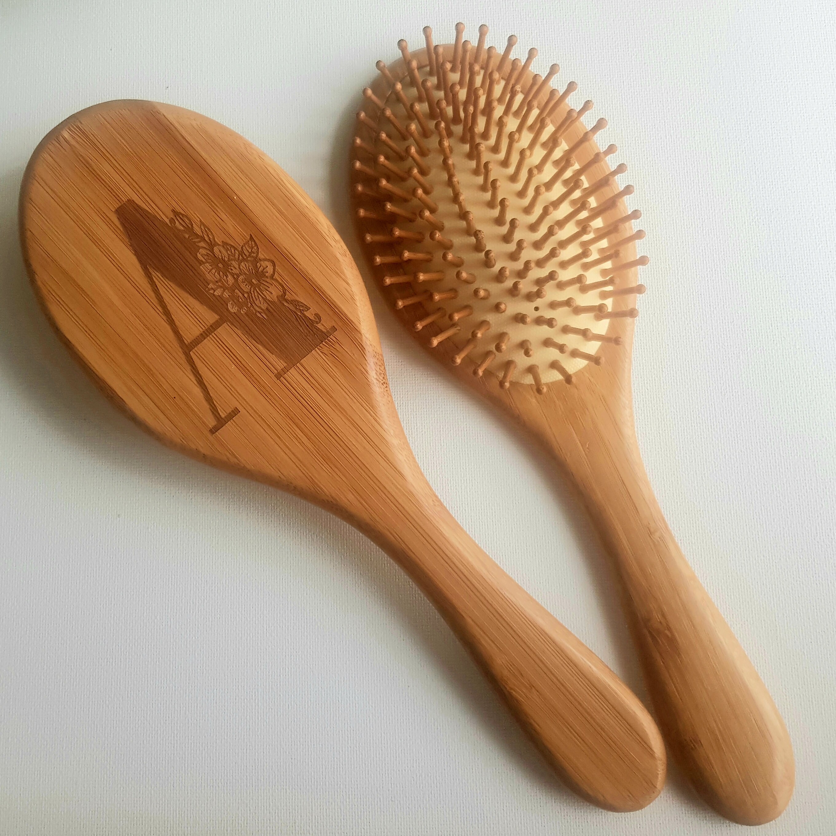 Engraved eco friendly bamboo hairbrush with personalized Etsy
