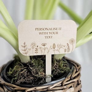 Personalisierter Geschenkanhänger für Pflanzen - Blumenwiese Design