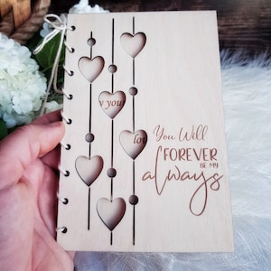 Tarjeta de San Valentín personalizada: regalo de recuerdo de madera para aniversario, cumpleaños y boda