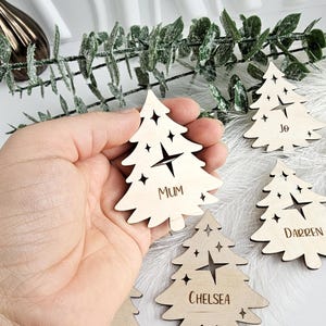 Rustic Wooden Place Name Cards: Personalised Christmas Tree Tags