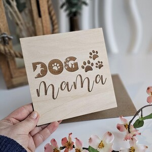Muttertagskarte Hund Mama, personalisiertes hölzernes Andenken, Schreibtischdekorverzierung