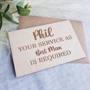 Carte en bois personnalisée Best Man – Souvenir de proposition de mariage Votre service est requis