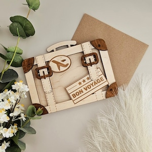 Busta da viaggio e porta soldi Bon Voyage, regalo personalizzato, regalo di addio per viaggiatori, scatola VintageCase