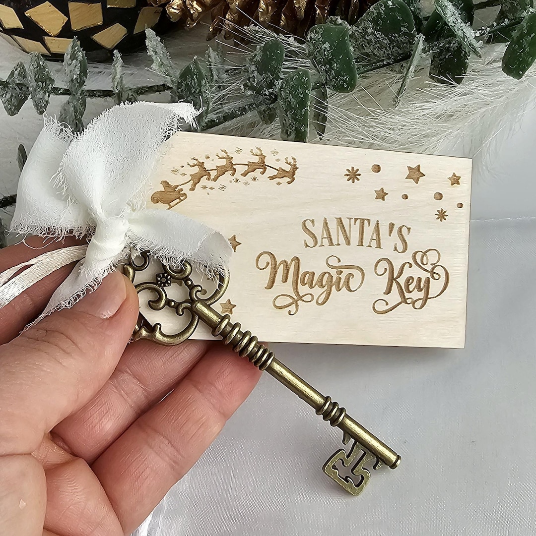 Santa's Magic Key, Personalised Wooden Christmas Decoration, Festive ...