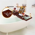 Personalized Bathtub Caddy Tray - (Brown) Engraved Christmas Gift, Bath Tray, Book/iPad Stand, Phone Holder, Wine Glass Slot, Gift for her