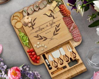 Personalized Bamboo Charcuterie Board, Engraved Cheese Board Gift