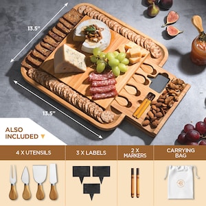 Personalized Serving Tray Charcuterie Board Set Custom Engraved Cheese Board Cutting Board for Wedding, Mother's Day Gift & Engagement image 3