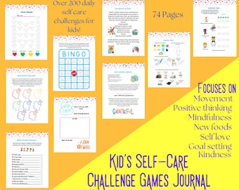 74 Pages-Self-Care Challenge Games for Kids-Journal