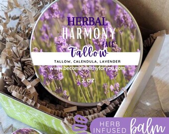 Bálsamo facial de sebo con infusión de hierbas: lavanda y caléndula