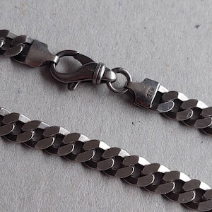 925 sterling silver hallmarked modern curb chain necklace darkened silver