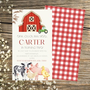 Editable Farm Birthday Invitation, Barn Party, Digital Invite, Farm Animals, INSTANT DOWNLOAD printable template, Email Text or Print