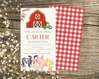 Editable Farm Birthday Invitation, Barn Party, Digital Invite, Farm Animals, INSTANT DOWNLOAD printable template, Email Text or Print