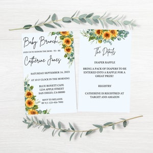 Digital DIY Sunflower Baby Brunch Invitation | Digital | Editable on Canva | Baby Shower | Instant Download| Email Text SMS Print |