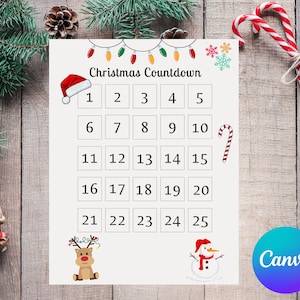 Editable Christmas Countdown Template | Christmas | Countdown Chart | Editable with Canva | INSTANT DOWNLOAD | PRINTABLE | Email