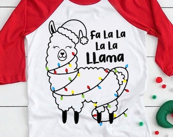 Fa La La La La Llama svg, Christmas Svg, Llama with Santa Hat svg, Funny Kids Svg, Holiday Llama Cut Files, Cut Files for Cricut, Dxf, PNG