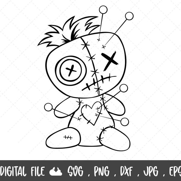 Voodoo Doll SVG, Halloween svg, witchcraft svg file, gothic svg,Voodoo Outline Drawings Digital Clip Art Cricut-Cut Files for Cricut