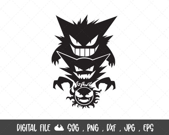 Gastly, Haunter & Gengar SVG, Vinyl Cutting File, SVG files, Png File, Digital File, Cricut, Silhouette Cameo, Digital Clipart, Vector file