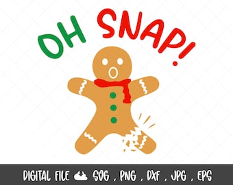 Oh Snap Svg, Broken Gingerbread Man Svg, Christmas svg, Funny Broken Gingerbread Cookie DXF, SVG for cricut-Cut Files for Cricut
