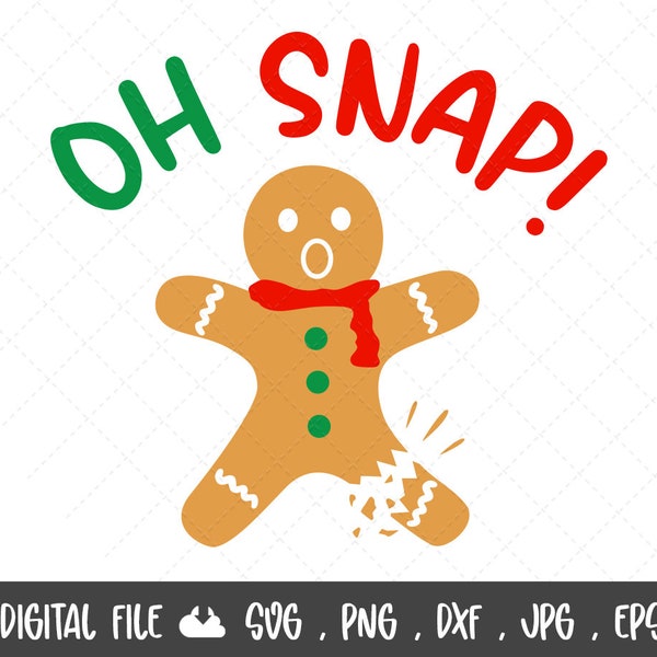 Oh Snap Svg, Broken Gingerbread Man Svg, Christmas svg, Funny Broken Gingerbread Cookie DXF, SVG for cricut-Cut Files for Cricut