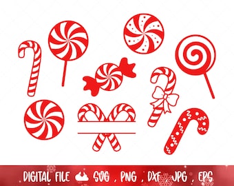 Christmas candy svg, Holiday Candy SVG, Swirl SVG, Peppermint Candy Cane Christmas Candy Dxf Vector Files for Cutting | Download for Cricut