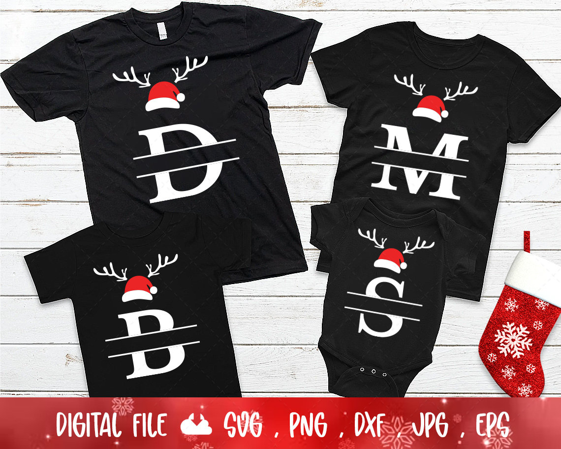 Christmas Monogram SVG, Christmas SVG, Christmas Split Letters, Christmas Split Alphabet, 26 Christmas Capital Letters Files for Cricut