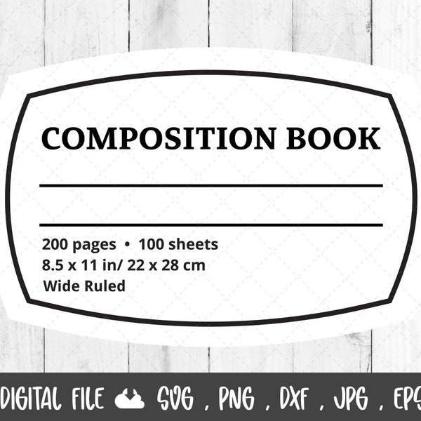 Composition book Svg, Composition Notebook label Svg, teacher gift svg, notebook label clipart, Notebook Cover Cricut file for cricut