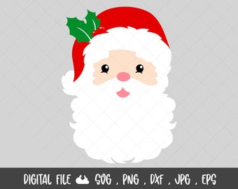Santa svg, santa head svg, christmas svg, Santa Claus download, Instant download, santa svg cut file, santa png,Christmas clipart for cricut