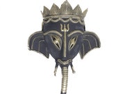 Handmade Bell Metal Elephant Lamp Face Brass Wall Hanging with Bell, Ganesha Wall Sculpture