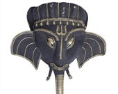 Handmade Bell Metal Elephant Lamp Face Brass Wall Hanging with Bell, Ganesha Wall Sculpture