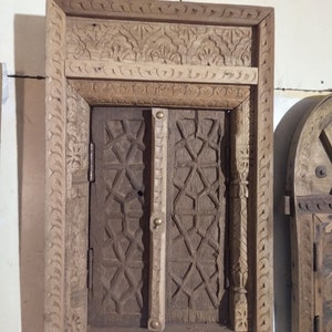 Traditional Vintage Handmade Decorative Jharokha | Rajasthani Style Hand-Carved Wooden Jharokha, Wall Decor Hand-Painted Ethnic Indian Style