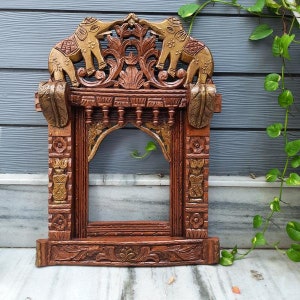 Traditional Wooden Elephant Jharokha | Camel Jharokha |  Rajasthani Style Hand-Carved Wooden Jharokha Wall Decor Wall Mounted