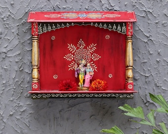 Handcrafted Mango Wood Temple Mandir, Home Pooja Ghar Decor