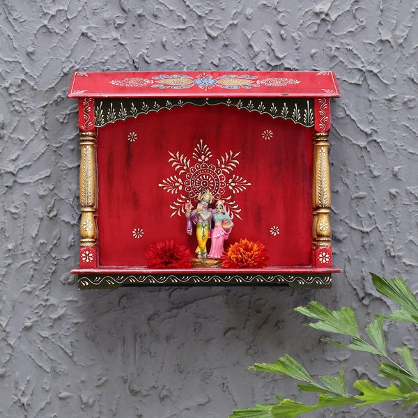 Temple en bois Mandir Fabriqué à la main Mandir Pooja Ghar Mandap pour le culte Maison Artisanat Pooja Salle Décor Art