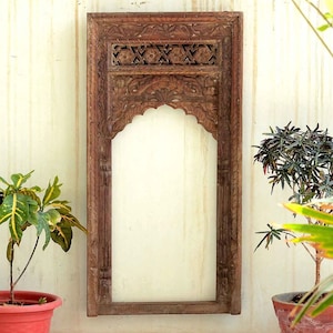 Traditional Antique Wood Jharokha Rajasthani Style Hand-Carved Wooden Jharokha Wall Decor Wall Mounted | Traditional Indian Wall Frame