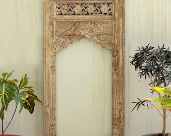 Traditional Antique Wood Jharokha Rajasthani Style Hand-Carved Wooden Jharokha Wall Decor Wall Mounted | Traditional Indian Wall Frame