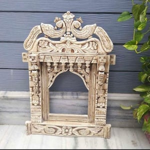 Traditional Wooden Peacock Jharokha Rajasthani Style Hand-Carved Wooden Jharokha Wall Decor Wall Mounted | Traditional Indian Wall Frame