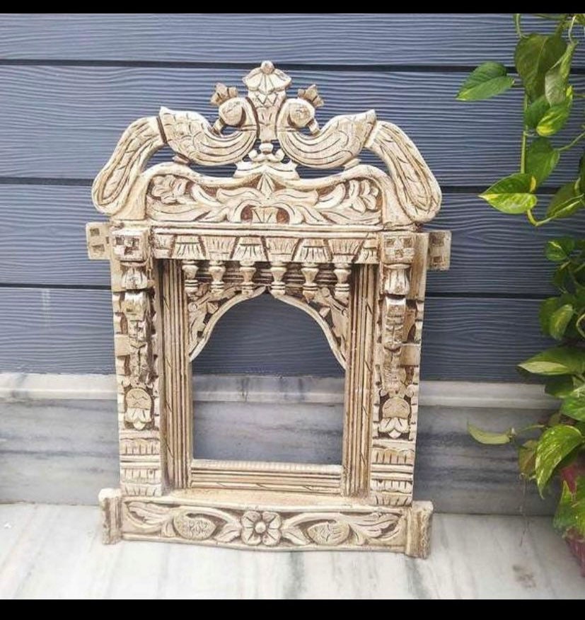Traditional Wooden Peacock Jharokha Rajasthani Style Hand-Carved Wooden Jharokha Wall Decor Wall Mounted | Traditional Indian Wall Frame