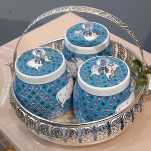 Handcrafted Pure Brass Double tone Dry fruits Set | Housewarming Essential | Diwali Gift | Pooja Items | Home and Office Temple