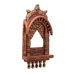 Traditional Wooden Dual Polish Jharokha Rajasthani Style Hand-Carved Wooden Jharokha Wall Decor Wall Mounted Traditional Indian Wall Frame image 2