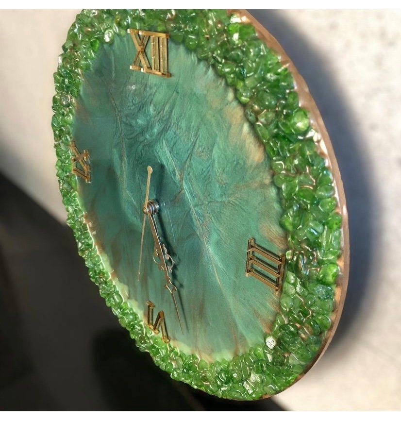 Handmade Resin Wall Clock in White and Black Colour With Etsy