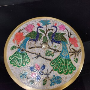 Indiase handgemaakte pauwpatroon messing metalen kruidendoos keuken opslagcontainers kruiden/masala doos/opbergdoos/decoratieve ronde kruidendoos