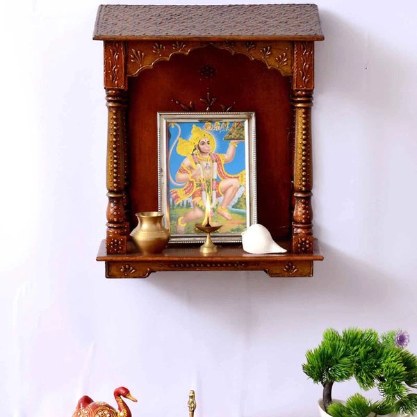 Wooden Temple Mandir Handcrafted Mandir Pooja Ghar Mandap For Worship Home Handicraft Pooja Room Decor Art