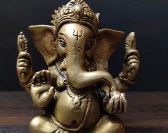 Brass Ganesh Statue | Mini Lord Ganesh, Remover of Obstacles