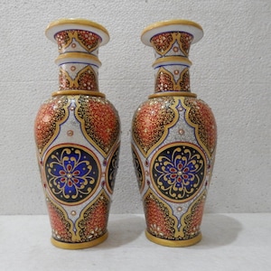 Marble Mangal Kalash Set With Meenakari Work for Puja Kalash in Temple Home Decor Decorative Pot, flower pot, White Marble kalash