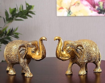 ハンドメイド真鍮製インド象のショーピース | エスニックな室内装飾