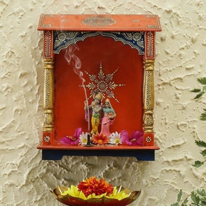 Wooden Temple Handcrafted Mandir Pooja Ghar Mandap For Worship Home Handicraft Pooja Room Decor Art