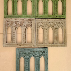 Antique Traditional Set of 5 Jharokha Rajasthani Style Hand-Carved Wooden Jharokha Wall Decor Wall Mounted | Traditional Indian Wall Frame