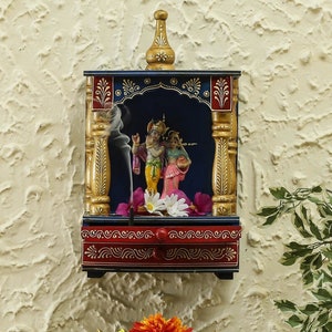 Wooden Temple Handcrafted Mandir Pooja Ghar Mandap For Worship Home Handicraft Pooja Room Decor Art