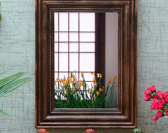 Hand-Carved Wooden Mirror | Traditional Rajasthani Wall Decor